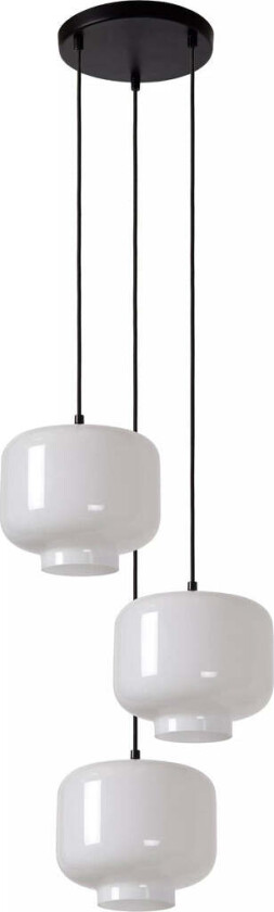 Medine rondell takpendel 3-lys - Svart/Opal hvit - Svart / Opal