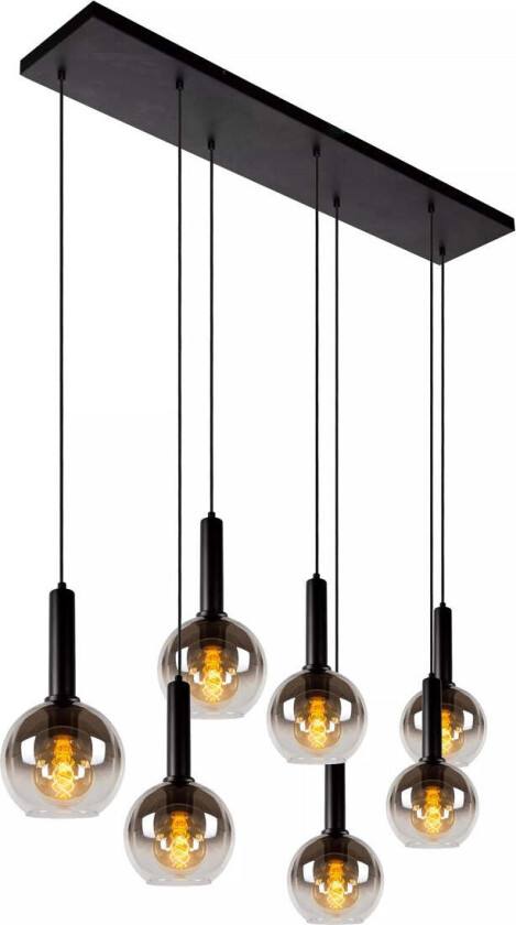 Marius takpendel 7 lys - Svart/Røykfarget - Svart / Røyk