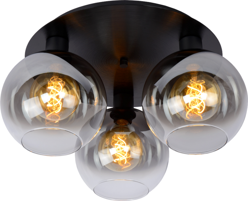 Marius taklampe 3 - røykfarget/Svart - Svart / Røyk