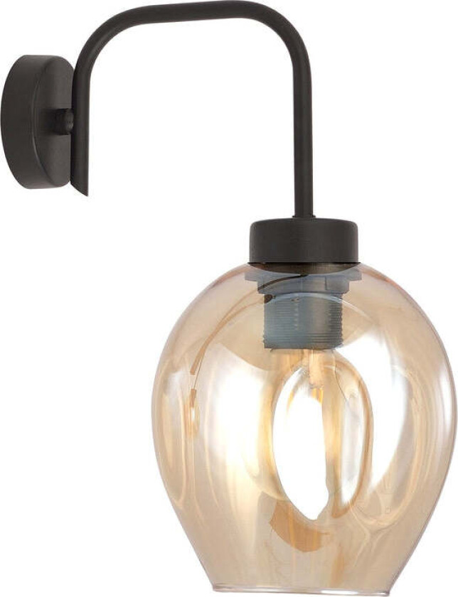 Lukka vegglampe - Svart/Amberfarget - Svart / Amber