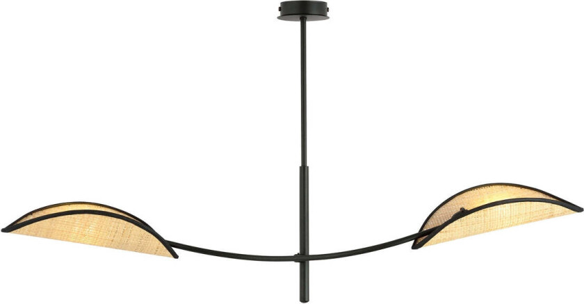 Lotus taklampe 2-lys - Svart/Natur - Natur