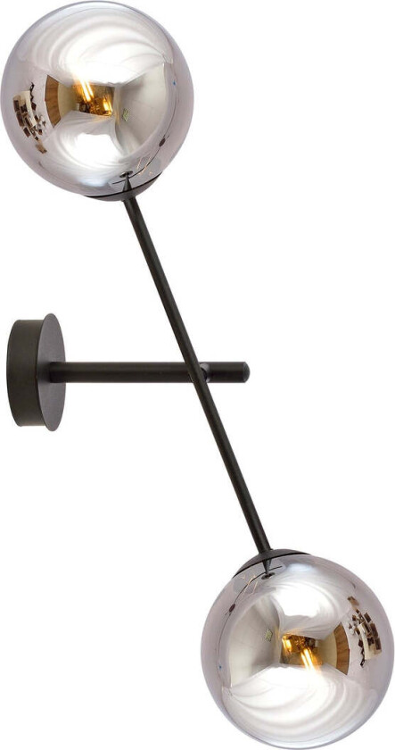 Linear vegglampe - Svart/Røykfarget glass - Svart / Røyk