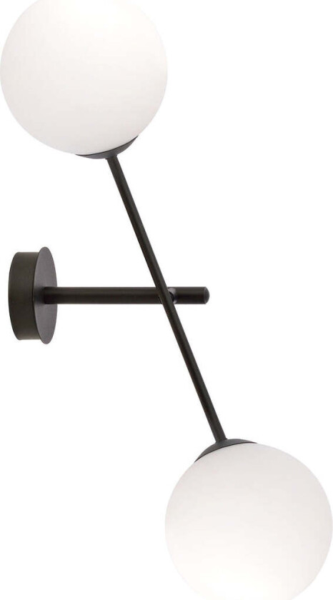 Linear vegglampe - Svart/Opal glass - Svart / Opal