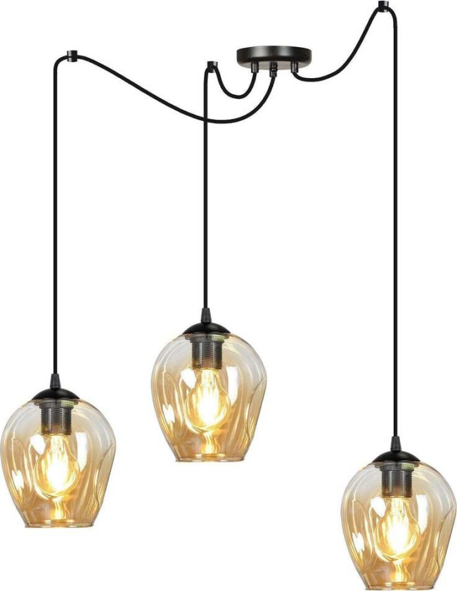 Level takpendel 3 lys - Svart/Amberfarget - Svart / Amber