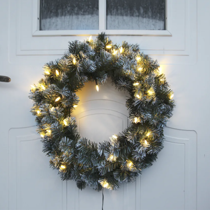 Bilde av Julekrans med lys Edmonton 50 cm 30-lys - Grønn - Grønn