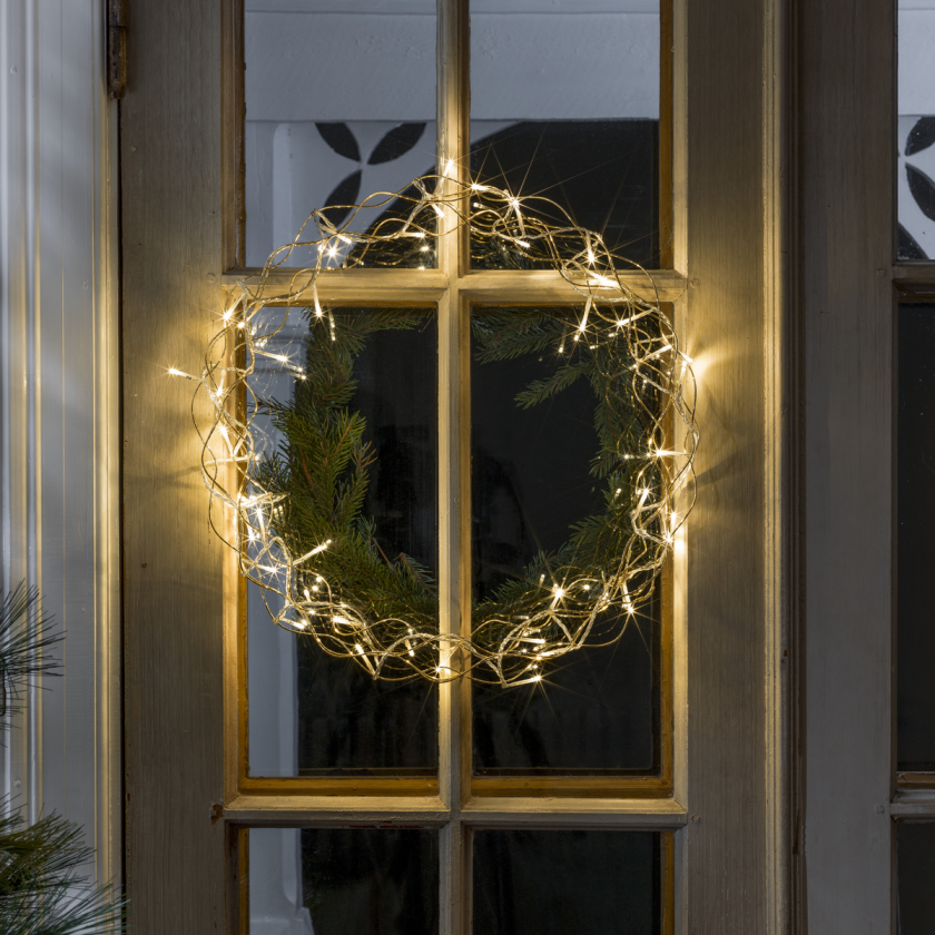 Bilde av Julekrans med lys 45 cm varmhvit led - Gull - Gull