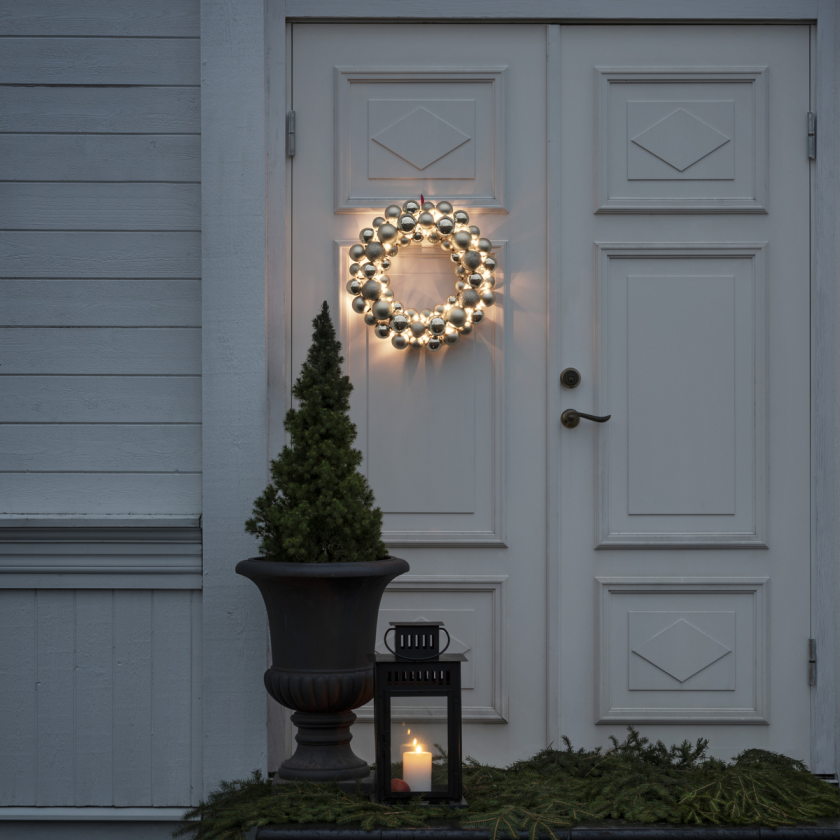 Julekrans batteri 40 cm - Sølvfarget - Sølv