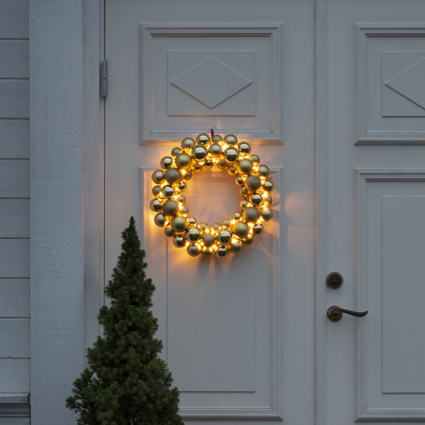 Julekrans batteri 40 cm - Gullfarget - Gull