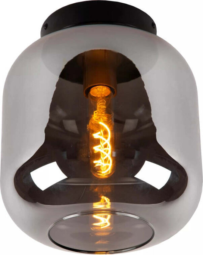 Joanet taklampe 25 cm - Svart/Røykfarget - Svart / Messing / Røyk