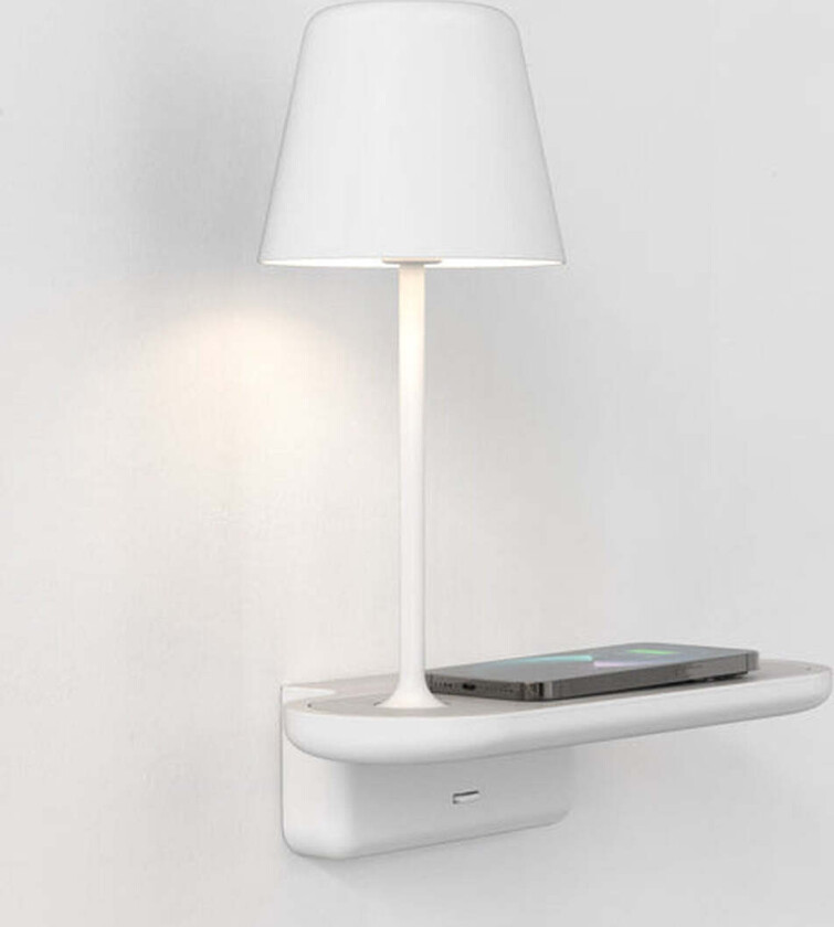 Ito vegglampe med trådløs lader og USB - Hvit