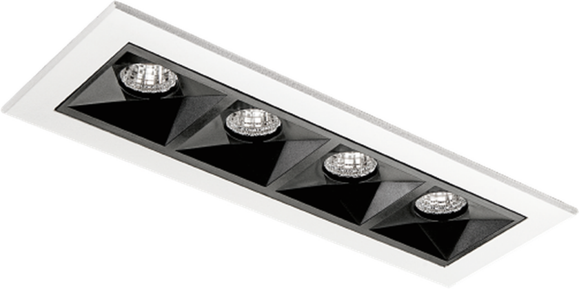 Inspire R 150 innfelt downlight 4 lys 8W RA98 2700K dimbar - Svart/Hvit - Svart / Hvit