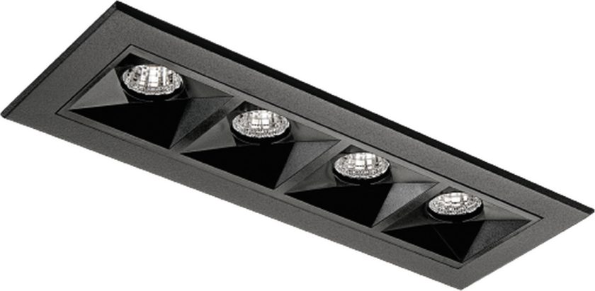 Inspire R 150 innfelt downlight 4 lys 8W RA98 2700K dimbar - Svart - Svart