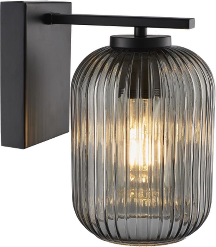 Ina vegglampe - Svart/Røykfarget - Svart / Røyk