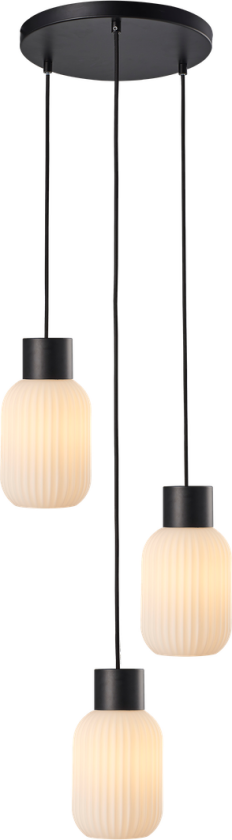 Ina takpendel rondell 3-lys - Svart/Opal - Svart / Opal
