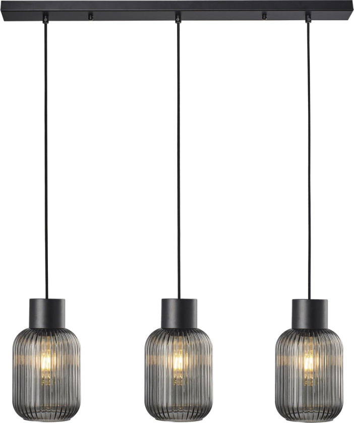 Ina takpendel 3-lys - Svart/Røykfarget - Svart / Røyk