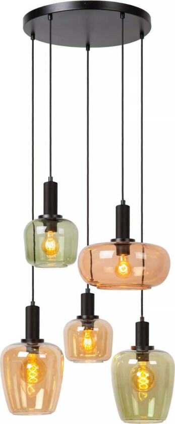 Ilona rondell takpendel 5-lys - Svart