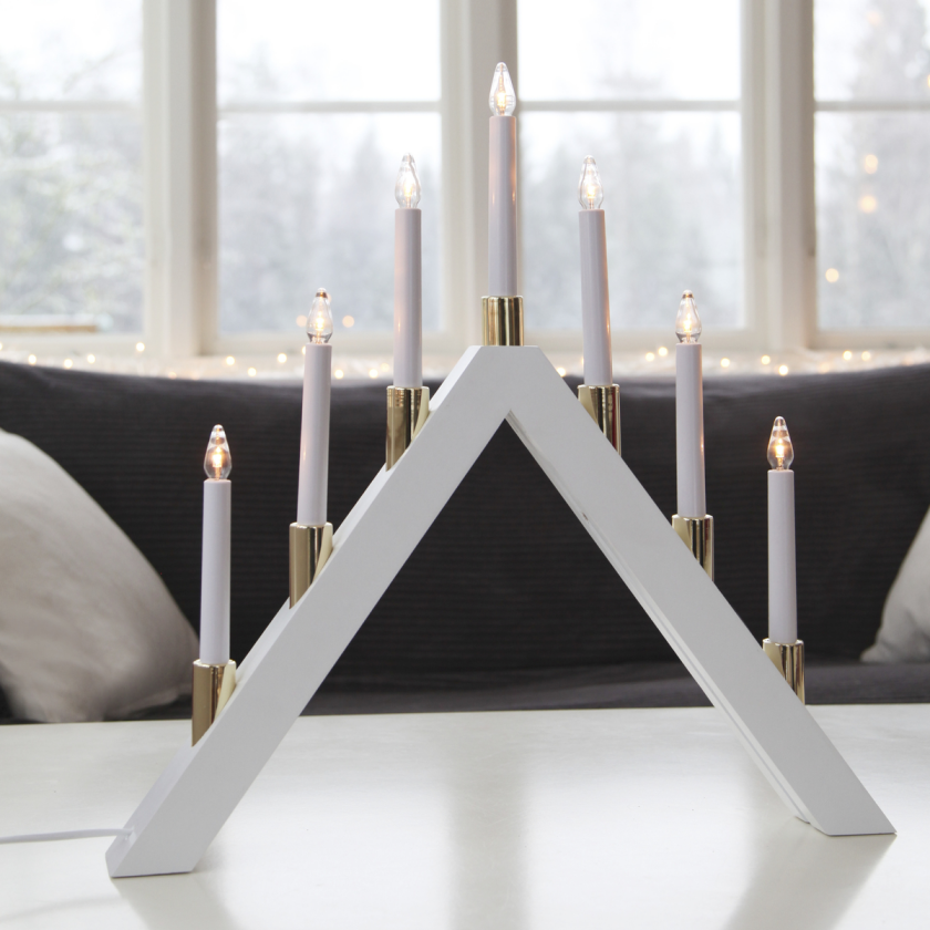 Halla adventsstake - Hvit/messing - Hvit / Messing