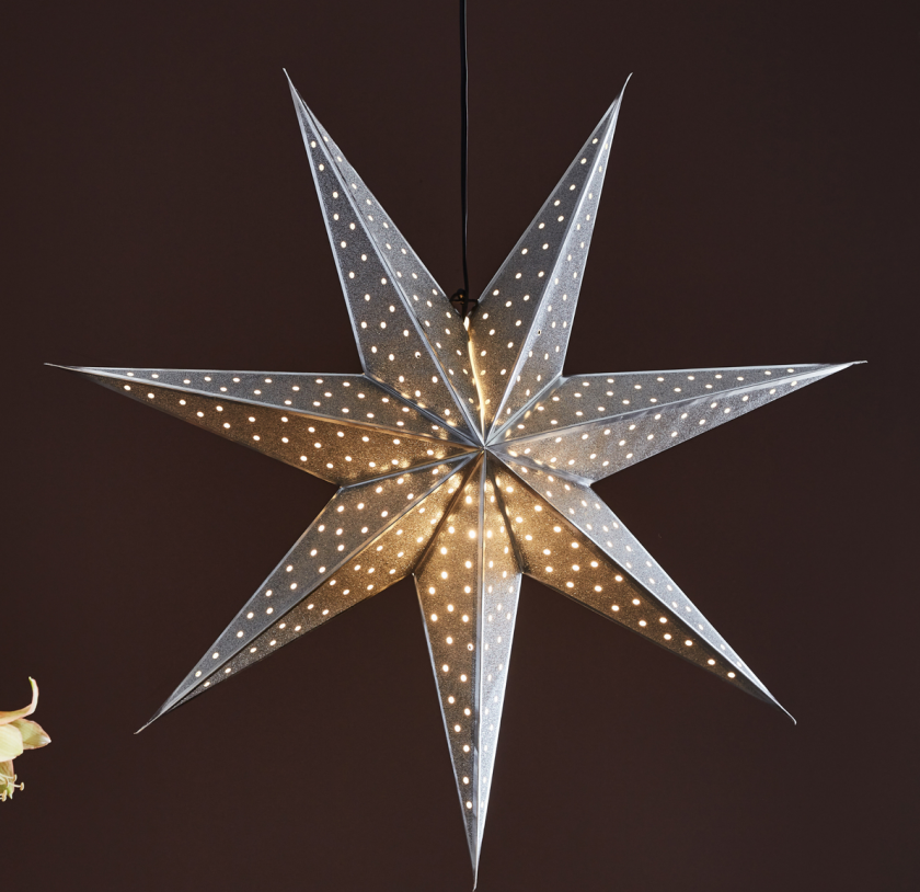 Glitter adventsstjerne 75 cm - Sølv - Sølv - Sølv