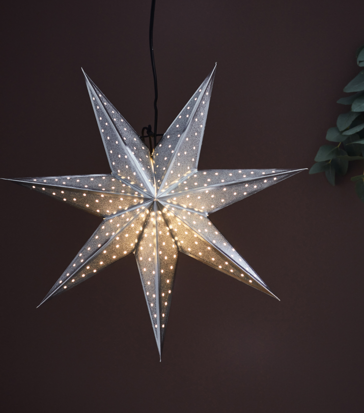 Glitter adventsstjerne 45 cm - Sølv - Sølv - Sølv