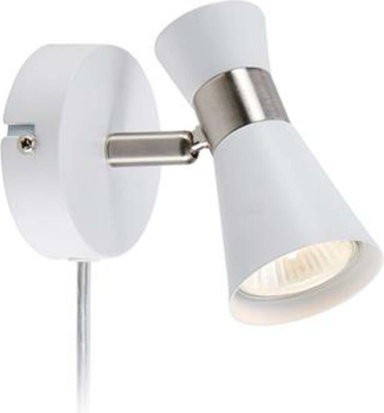 Folie vegglampe - Hvit/Nikkel farget - Hvit / Nikkel - Hvit / Nikkel