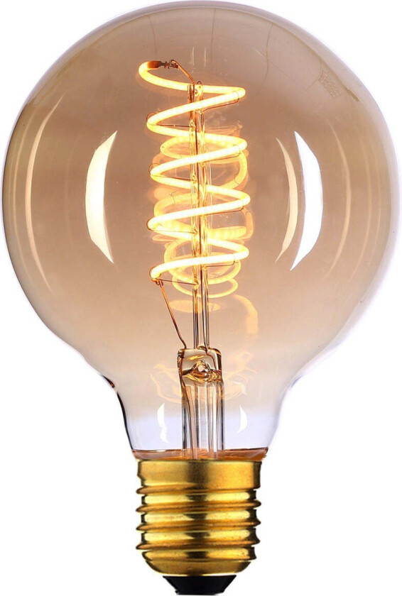 Edison globe amber spiral E27 6W LED 125mm - 3 step dim - Røyk