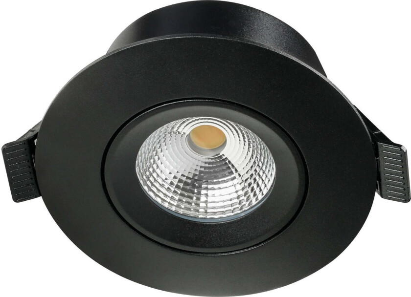 E95 lavtbyggende downlight 2700 Kelvin IsoSafe RA90 7W IP54 - Dimbar - Svart