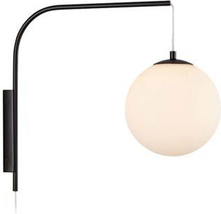 Dione vegglampe - Svart/Opal hvit - Svart / Opal - Svart / Opal