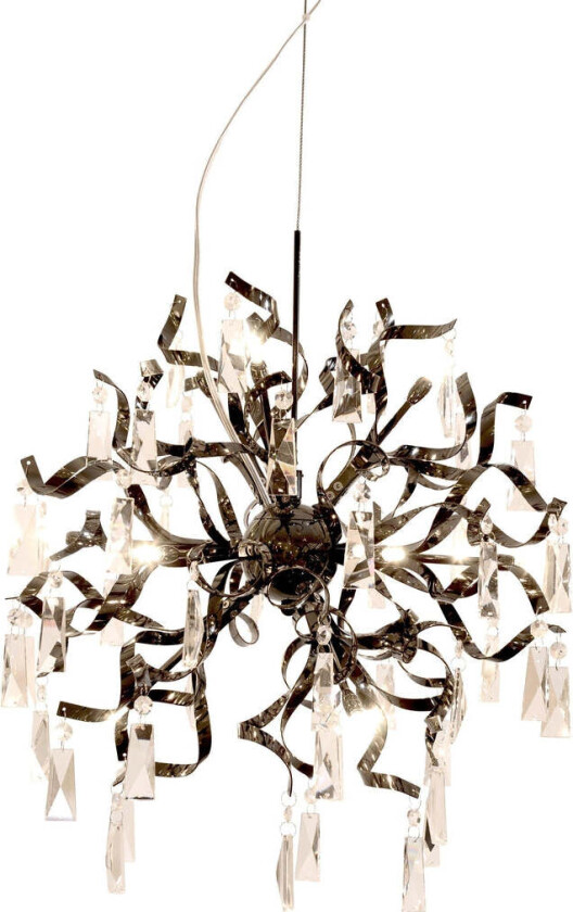 Curl 12 K9 krystall lysekrone, Svart krom - Svart / Krom