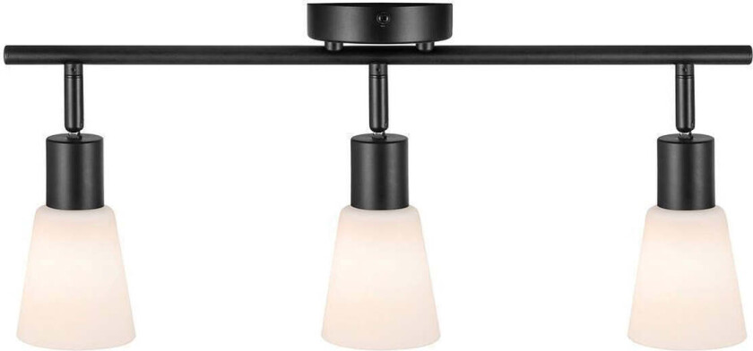 Cole taklampe 3 lys - Svart/Opalglass - Svart / Opal