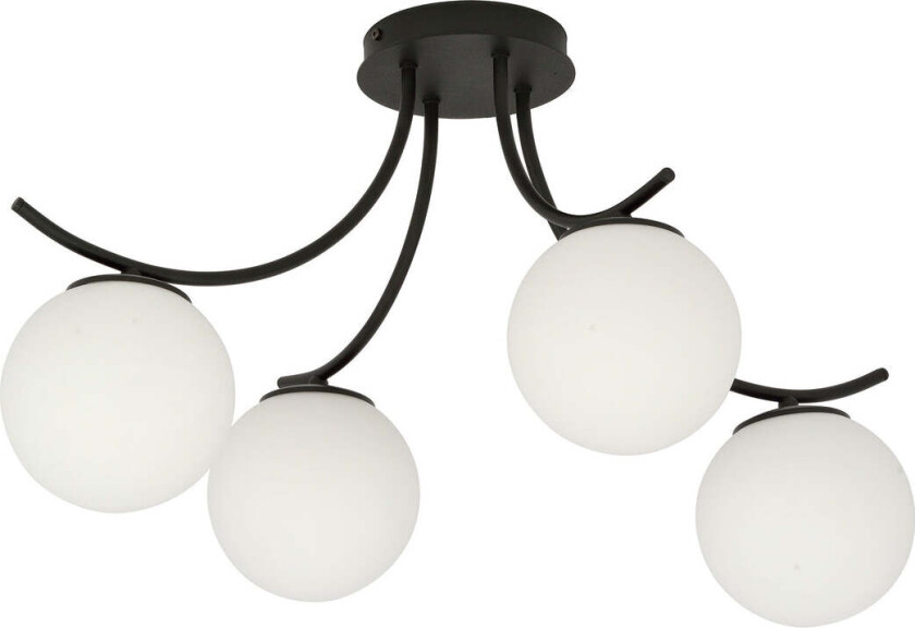 Boston taklampe 4 lys - Svart/Opal - Svart / Opal