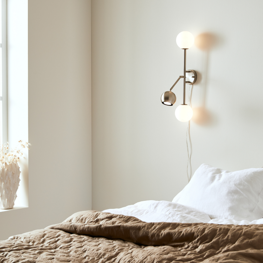 Beside vegglampe 3L Stål/Hvit - Hvit / Stål - Hvit / Stål