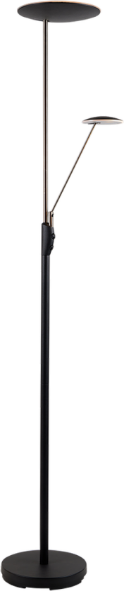 Bergamo gulvlampe m/lesearm 28+5W 183 cm 3000 Kelvin - Dimbar - Svart
