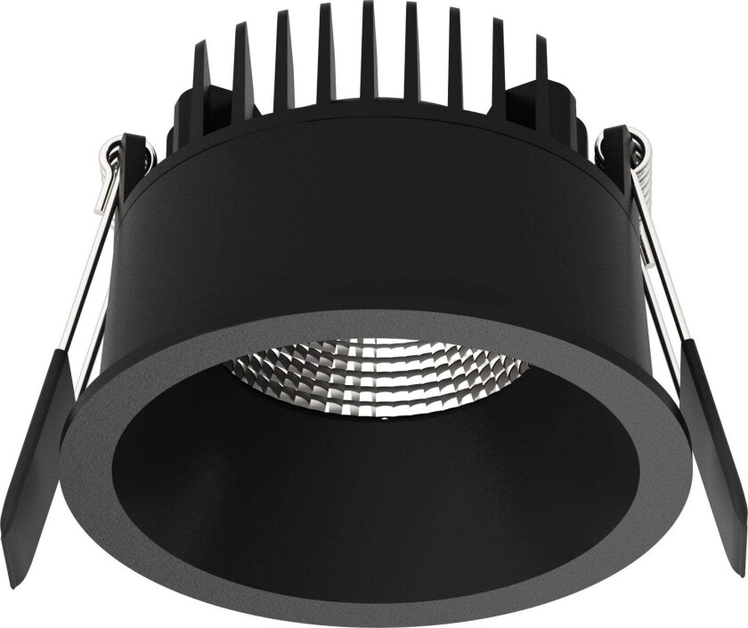 Aria D75 lavtbyggende downlight 7W 2700K IP44 m/flicker free dimbar driver - Svart - Svart