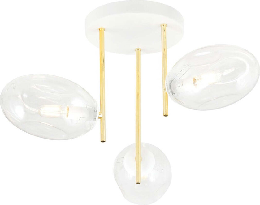 Argo taklampe 3-lys - Hvit/Gull/Klar