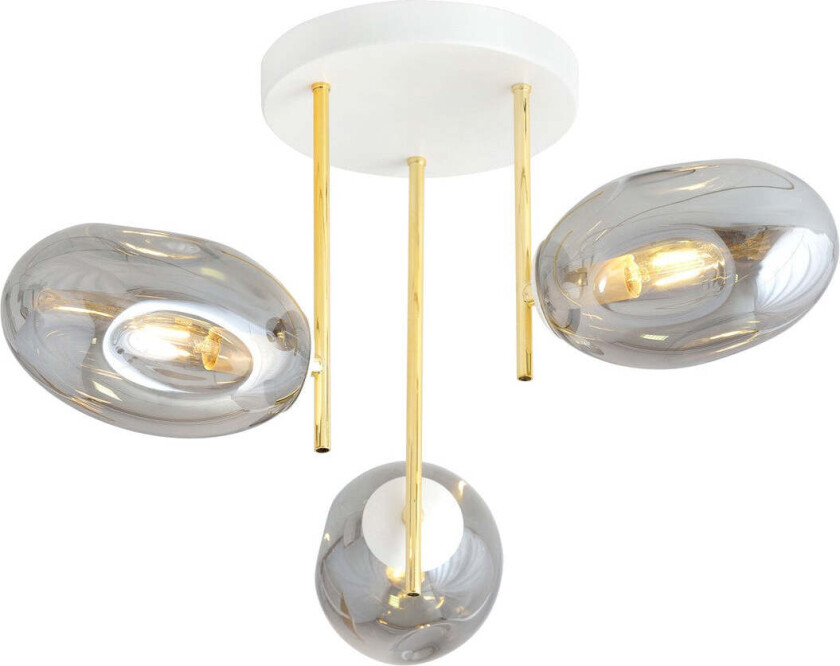 Argo taklampe 3-lys - Hvit/Gull/Røykfarget