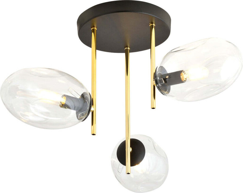 Argo taklampe 3-lys - Svart/Gull/Klar