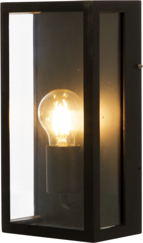 Arendal vegglampe utendørs IP44 E27 - Svart/Klart glass - Svart / Klar
