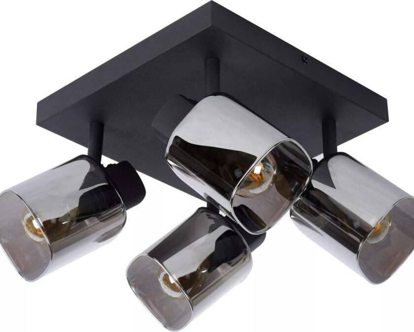 Alion Taklampe 4 - Røykfarget/Svart - Svart / Røyk