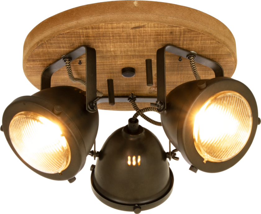 Alaska rund taklampe - Jerngrå/tre - Grå