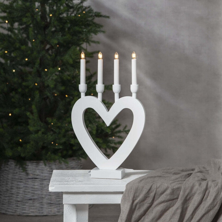 Adventsstake Dala 4 lys - Hvit - Hvit