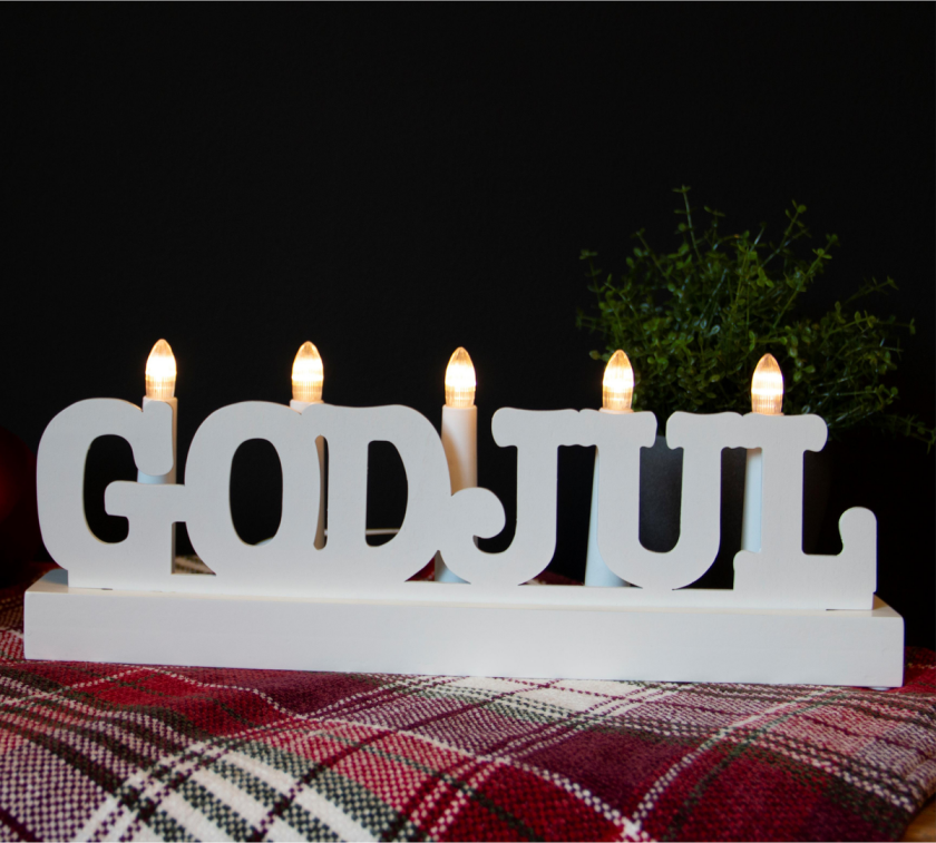 Adventsstake 5lys god jul - Hvit - Hvit