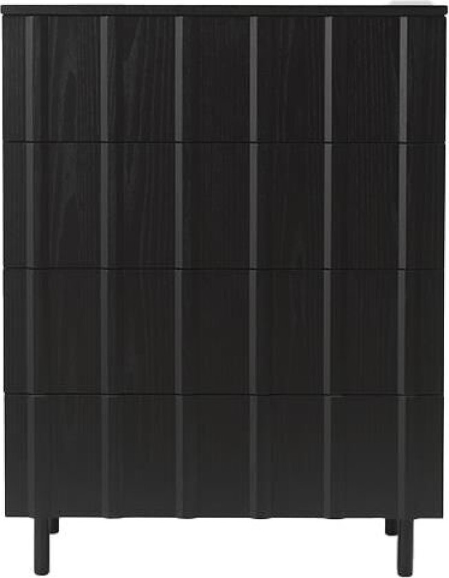 Bilde av Rib kommode 4 skuffer Soft Black