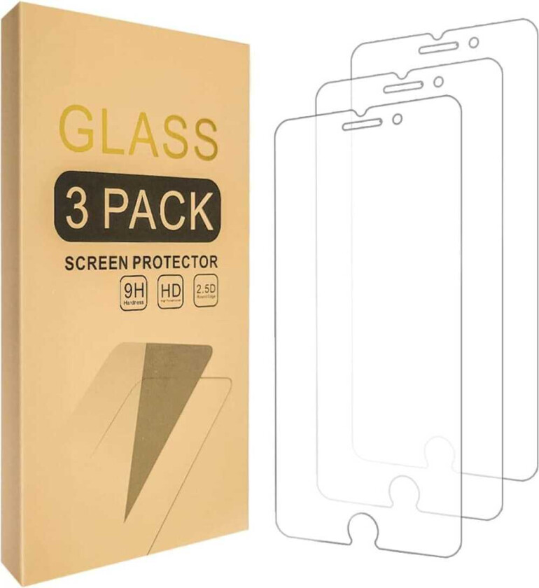 3x Herdet glassdeksel iPhone 6/7/8 Plus 5D dekker fullskjerm svart