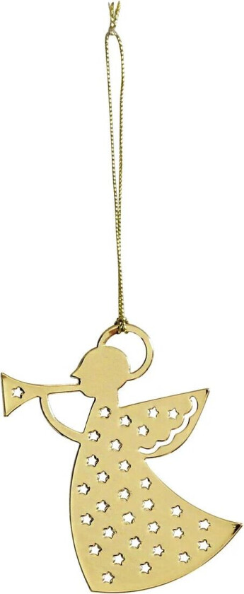 Bilde av Pluto juletrepynt, metall trumpetengel, gullfarget