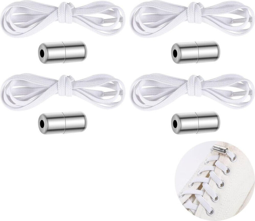2 par hvite slipsfrie elastiske skolisser