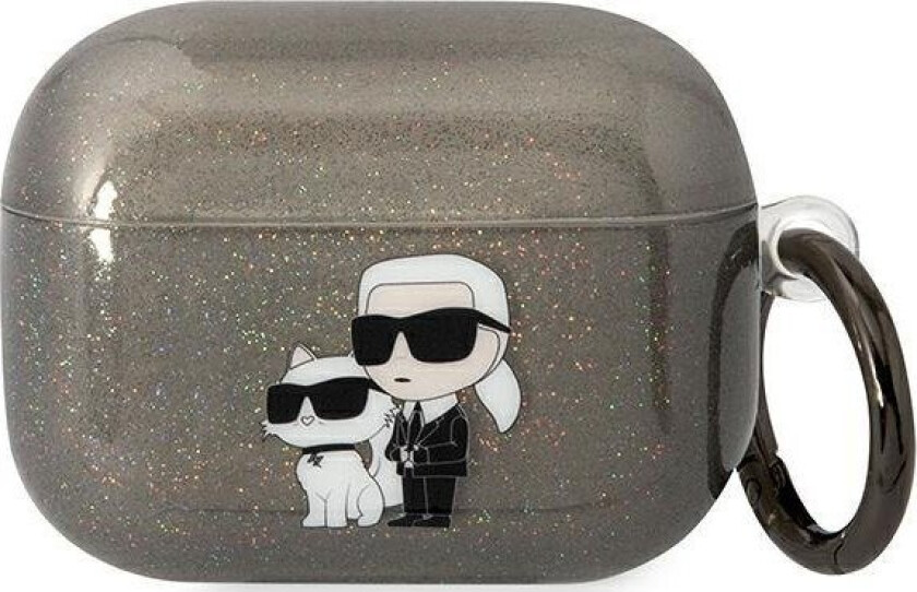 Klaphnkctgk Airpods Pro Deksel Svart/Svart Gliter Karl&Choupette