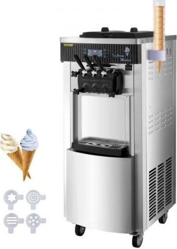 Vevor Soft Ice Cream Machine 2200W Kommersiell vertikal Soft Ice Cream Machine Machine 5,3 til 7,4 gallons per time Iskremmaskin for restauranter Barer Kaf