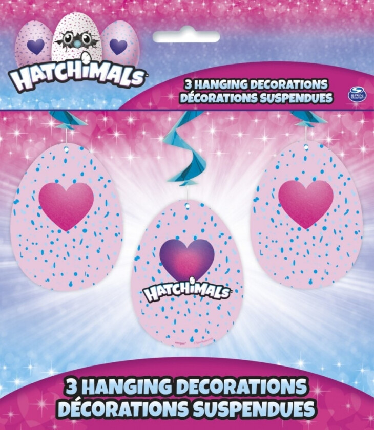 Hatchimals hengede pynt 66cm, 3 stk