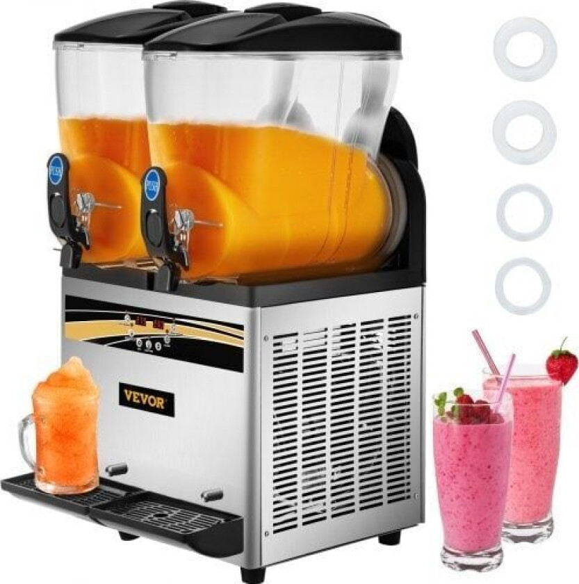 Vevor Slush Frozen Drink Machine, 2x15L Tank Commercial Margarita Machine, 1000W rustfritt stål Margarita Slush Maker, Temperatur Slush 25 °F til 30 °F Dri