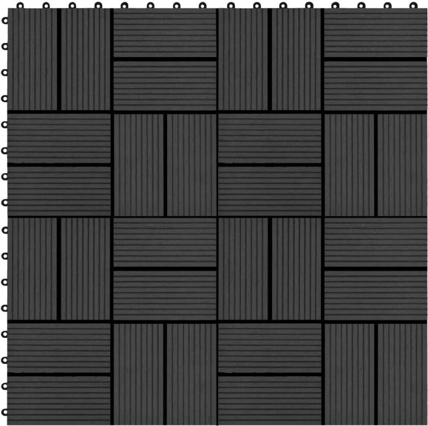 Terrassebord 11 stk WPC 30x30 cm 1 kvm svart